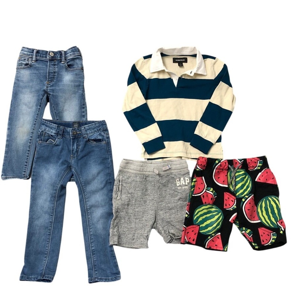Nordstrom GAP Appaman Lot Boys 3T 4T Blue‎ Cream Striped Rugby Jeans Shorts
